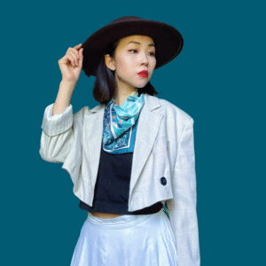 羌族羚羊角蓝绿色方巾